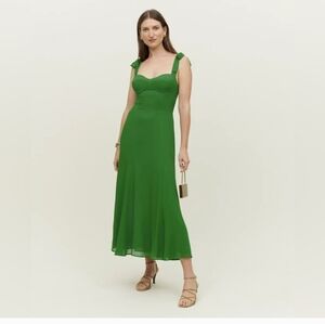 Reformation Nadira Kelly Green Dress Tie Detail Shoulder (flaw) Size 8